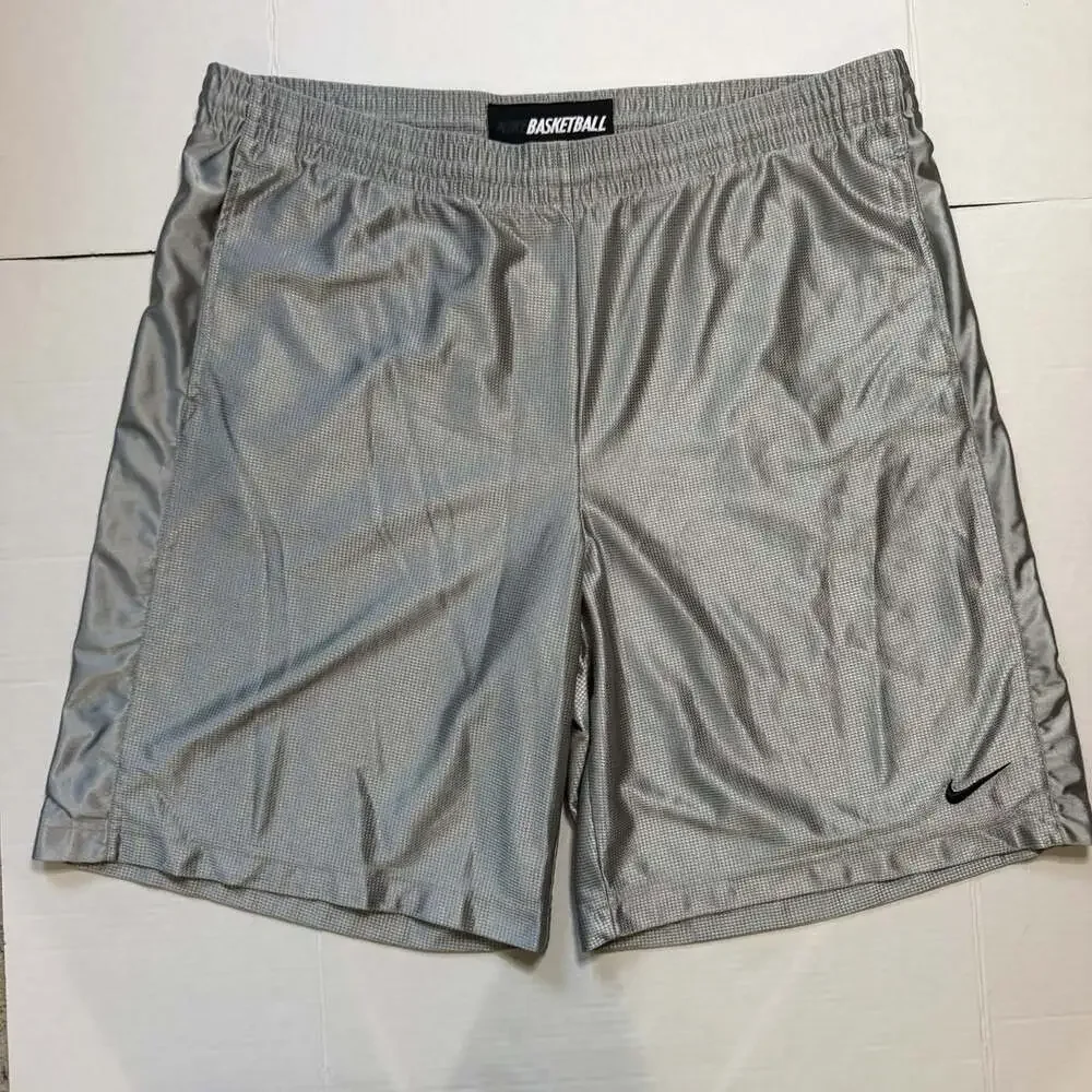 Vintage Nike Basketball Shorts Silver Dazzle Shiny Mens XXL Y2K Baggy